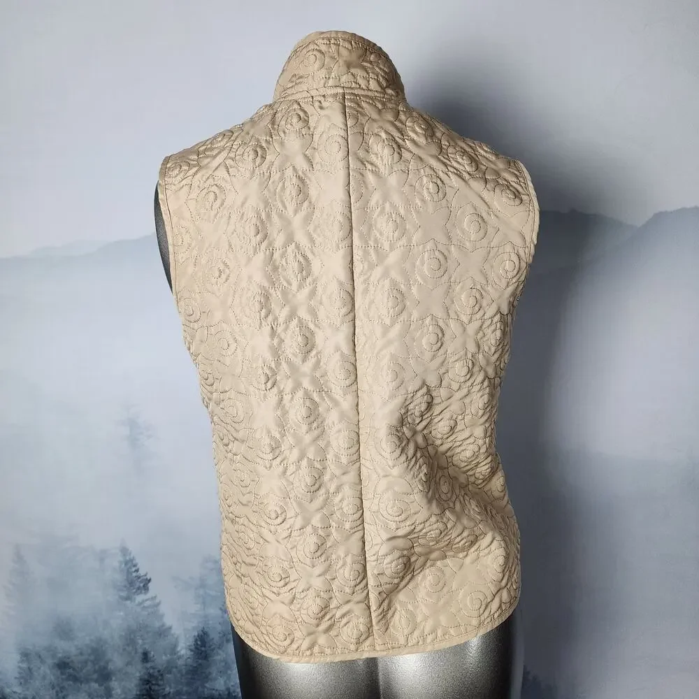 Orvis Floral / Swirl Stitched Fleece Lined Vest | Women's Small